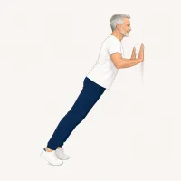 Illustration: Liegestütz an der Wand, Körper in einer geraden Linie
